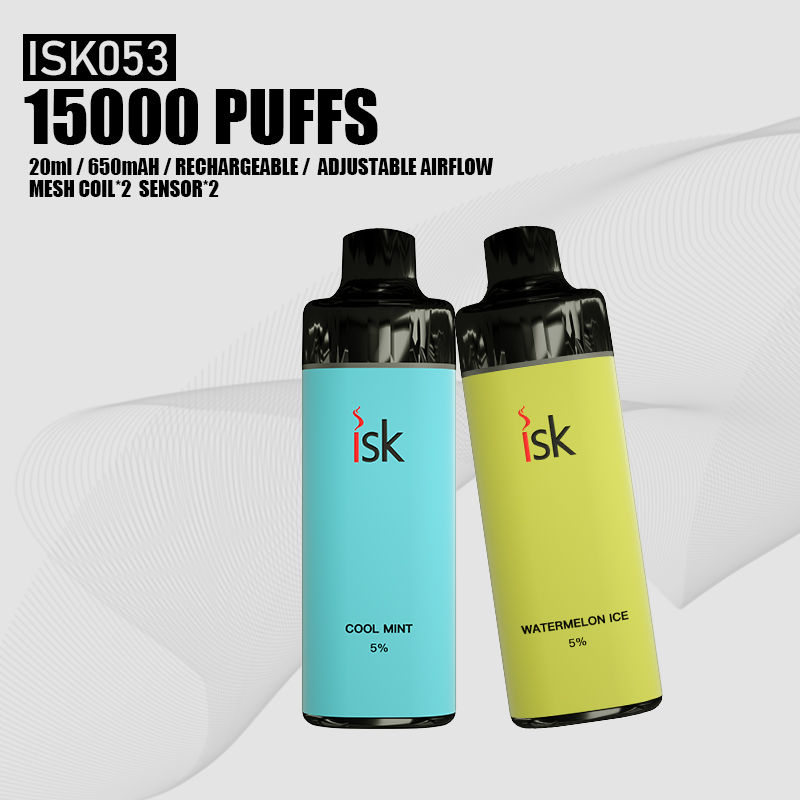 ISK053 Sigaretta Elettronica Usa e Getta 15000 Tiri Cartucce vuote con  flusso d'aria regolabile RDL e MTL, ISK Vape